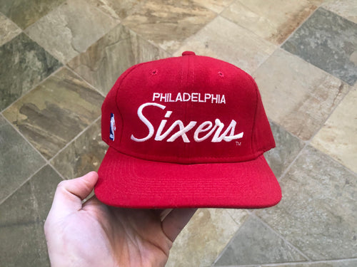 Vintage Philadelphia 76ers Sports Specialties Script Snapback Basketball Hat