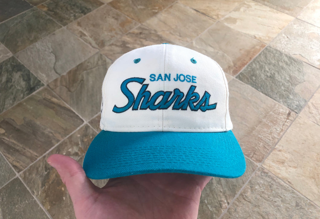 Vintage San Jose Sharks Sports Specialties Script Snapback Hockey Hat