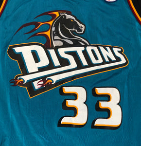 Vintage Chicago Bulls Detroit Pistons Jordan Hill Reversible Champion Basketball Jersey, Size  44, large
