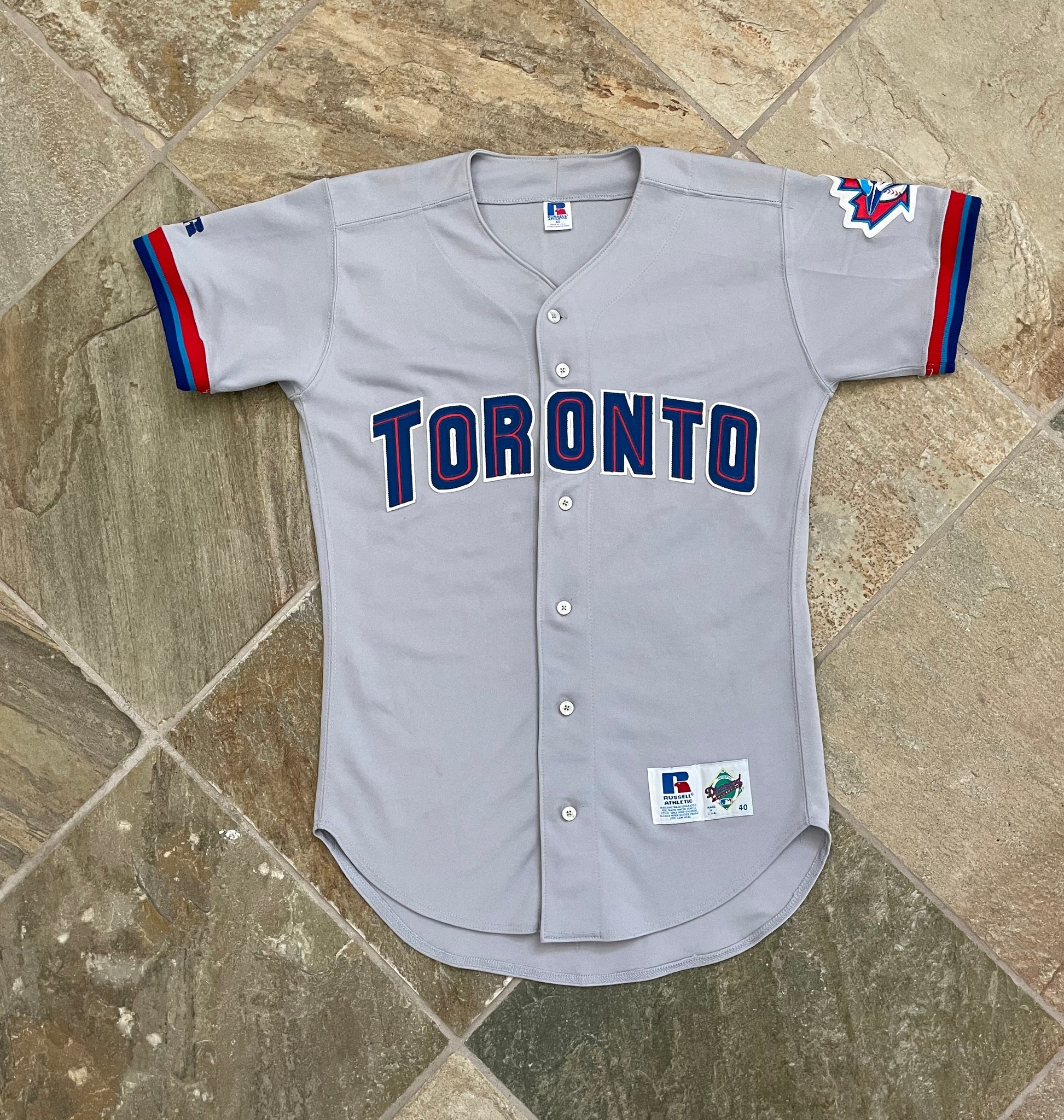 Toronto Blue Jays Majestic Genuine Grey Spell Out Short Sleeve Jersey