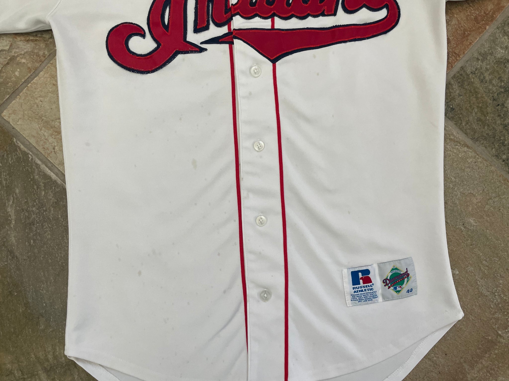 VTG CLEVELAND INDIANS Jersey Mens XL Blue Guardians Russell Athletic USA  90s
