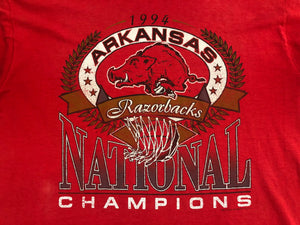Vintage Arkansas Razorbacks National Champions College Basketball Tshirt, Size XL
