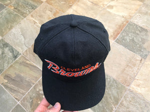 Vintage Cleveland Browns Sports Specialties Script Black Dome SnapBack Football Hat