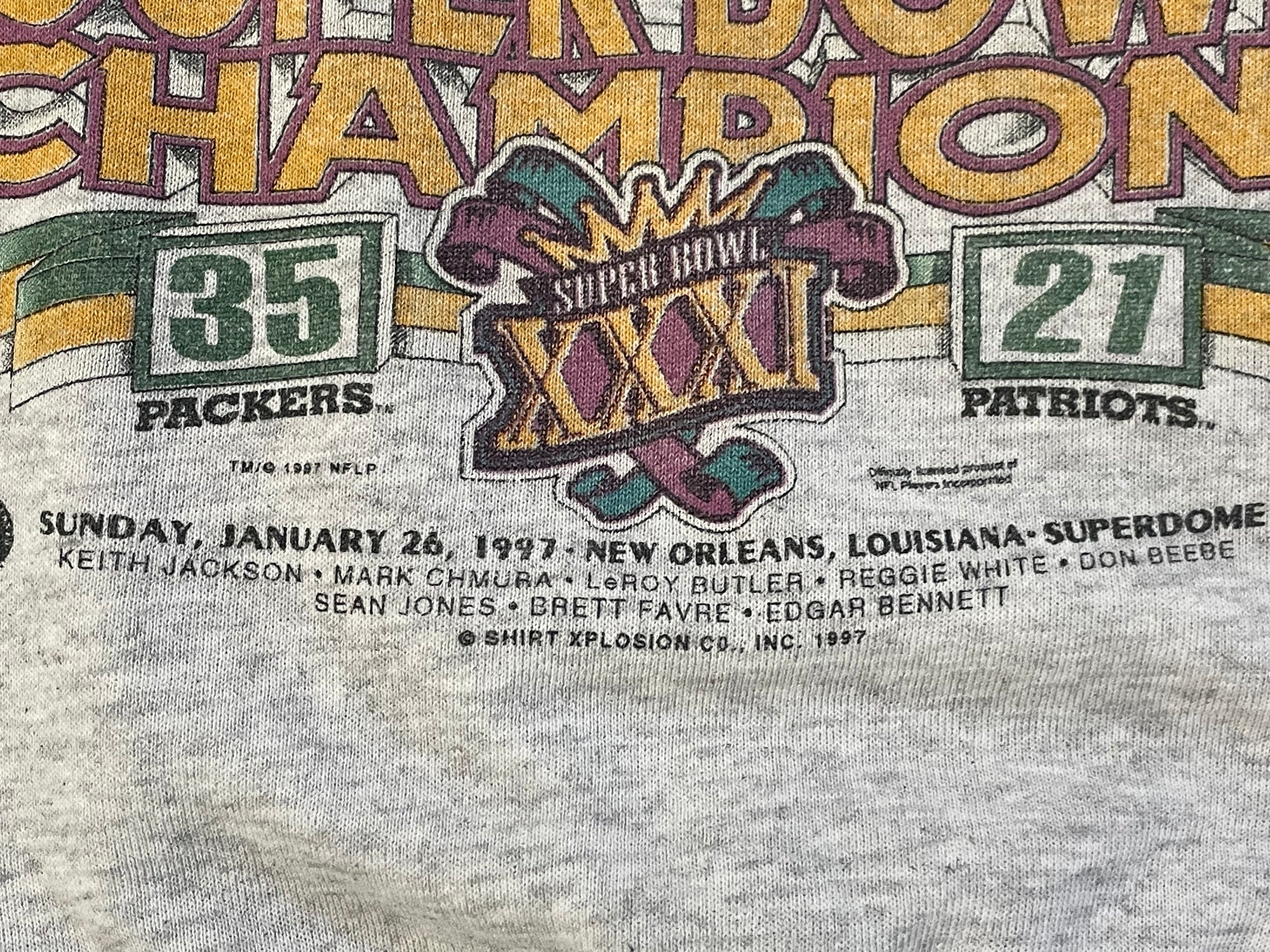 Vtg Green Bay Packers Super Bowl XXXI T-Shirt Starter NFL Graphic Size L  90s