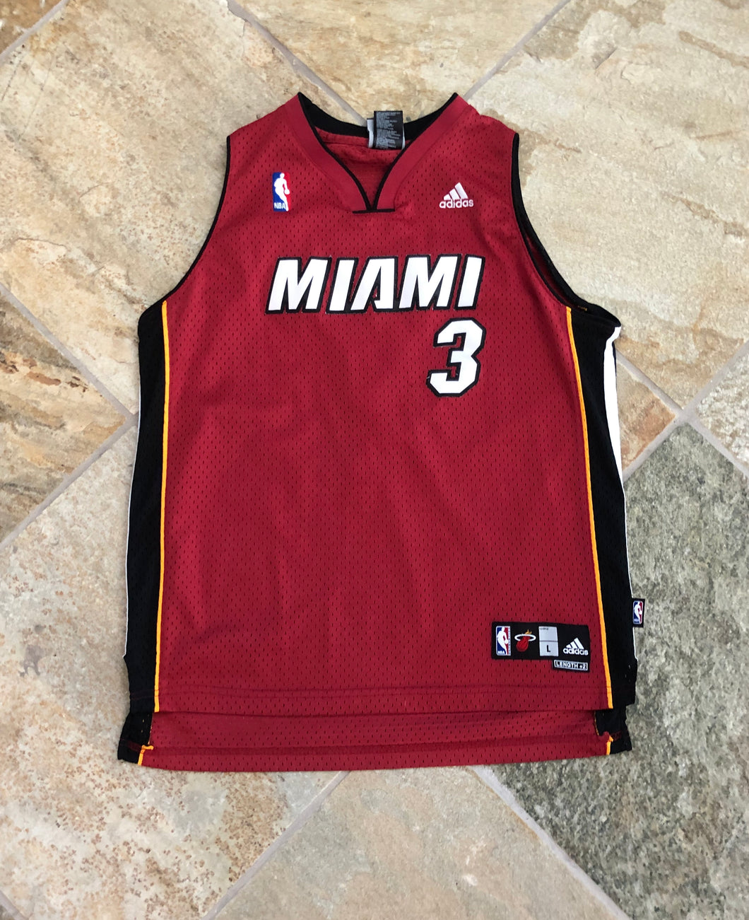 Miami Heat Dwayne Wade Adidas Youth Basketball Jersey, Size Large 14-16
