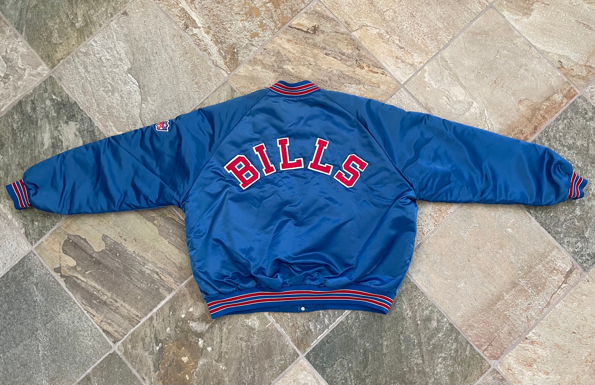 Vintage Buffalo Bills Letterman Satin Bomber Jacket King Louie 