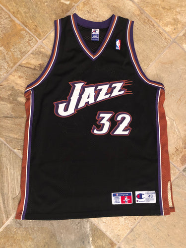 Vintage Utah Jazz Karl Malone Champion Authentic Pro Cut Basketball Jersey, Size 48, XL