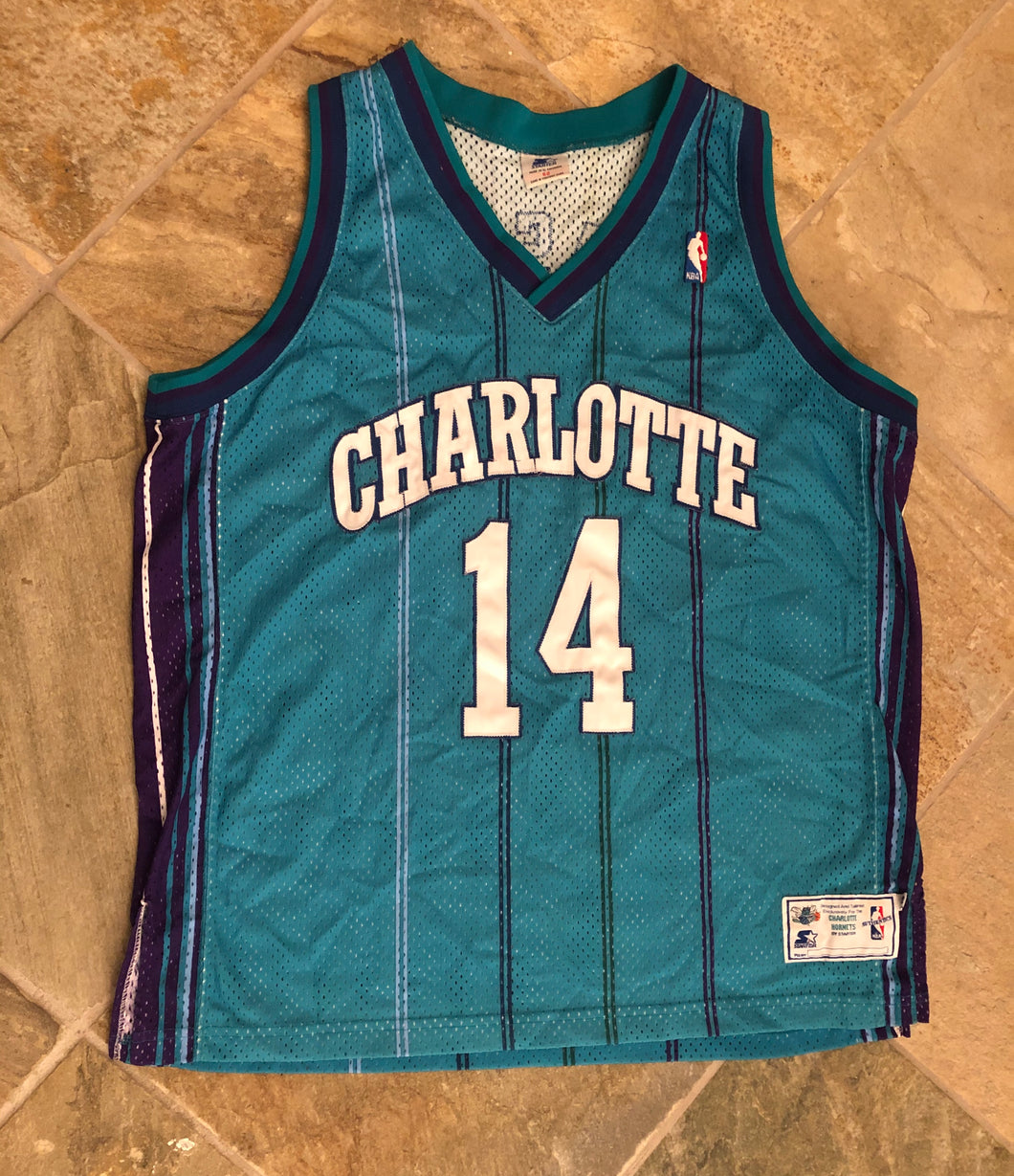 Vintage Charlotte Hornets Anthony Mason Starter Authentic Basketball Jersey, Size 52