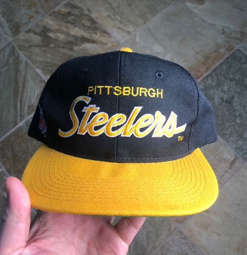 Vintage Pittsburgh Steelers Sports Specialties Script Snapback Football Hat