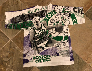 Vintage Boston Celtics Larry Bird Magic Johnson Tee All Over Print Basketball TShirt, Size Adult Large
