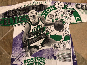 Vintage Boston Celtics Larry Bird Magic Johnson Tee All Over Print Basketball TShirt, Size Adult Large