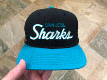 Load image into Gallery viewer, Vintage San Jose Sharks Sports Specialties Script SnapBack Hockey Hat.