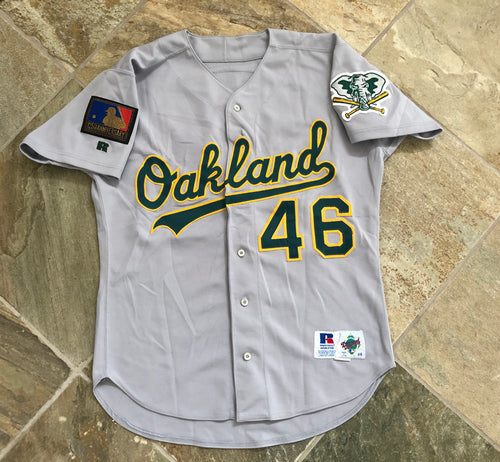 Vintage Oakland Athletics Bob Alejo Game Worn, Team Issued Russell Athletic Diamond Collection Baseball Jersey, Size 46, Large