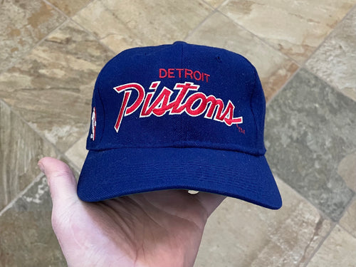 Vintage Detroit Pistons Sports Specialties Script Fitted Pro Basketball Hat, Size 7 1/4