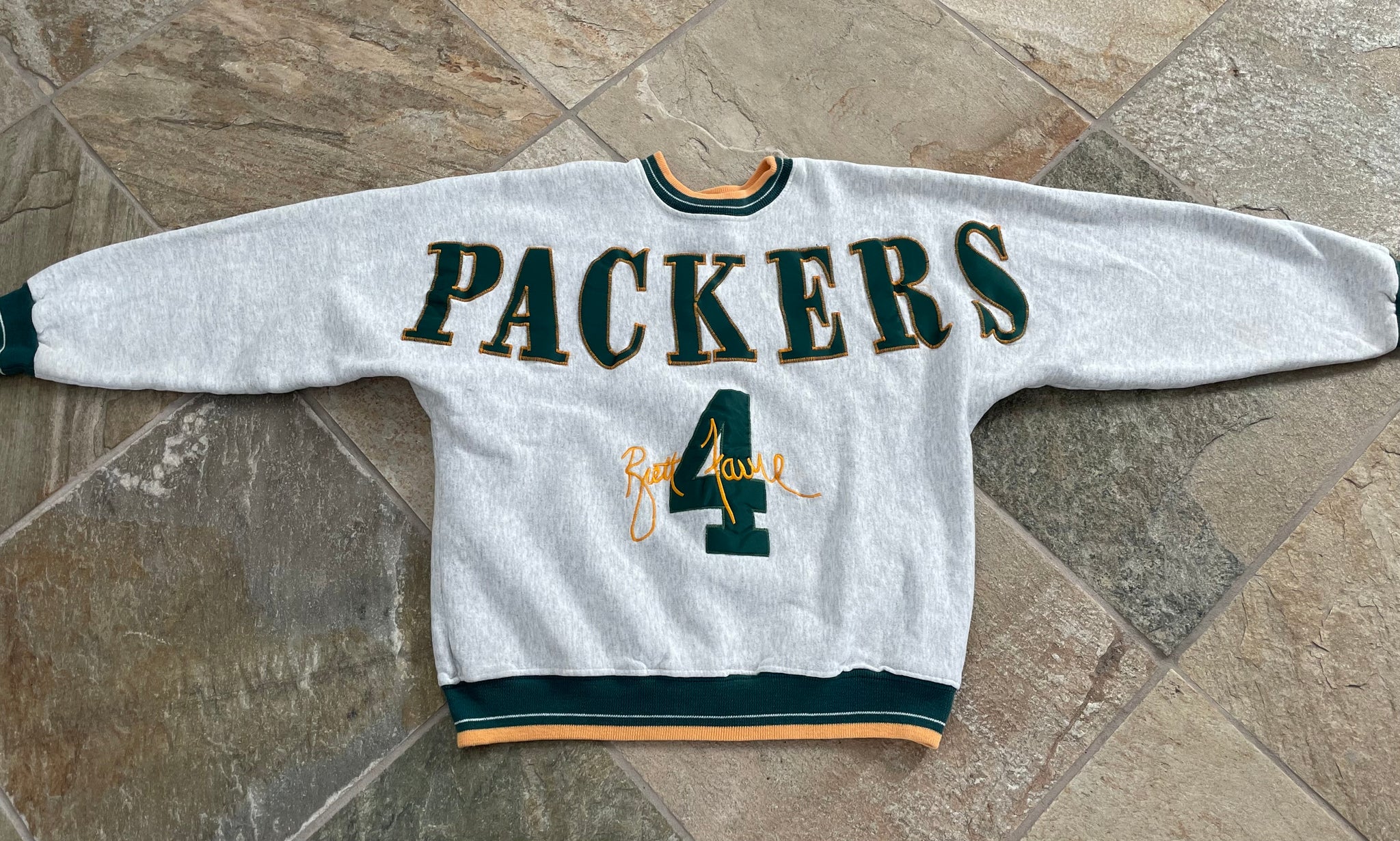 Vintage 90s BRETT FAVRE Green Bay PACKERS Nfl Grey Sweatshirt 