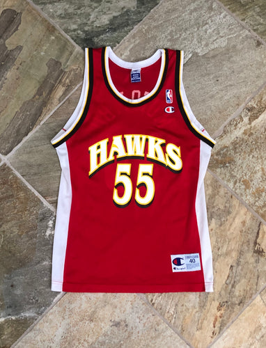 Vintage Atlanta Hawks Dikembe Mutumbo Champion Basketball Jersey, Size 40