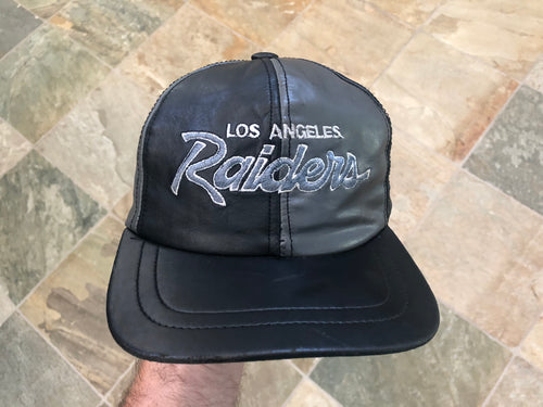 Vintage Los Angeles Raiders Leather Script SnapBack Football Hat
