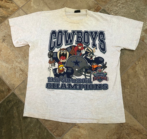 Vintage Dallas Cowboys 1992 Super Bowl Looney Tunes Football Tshirt, Size Large