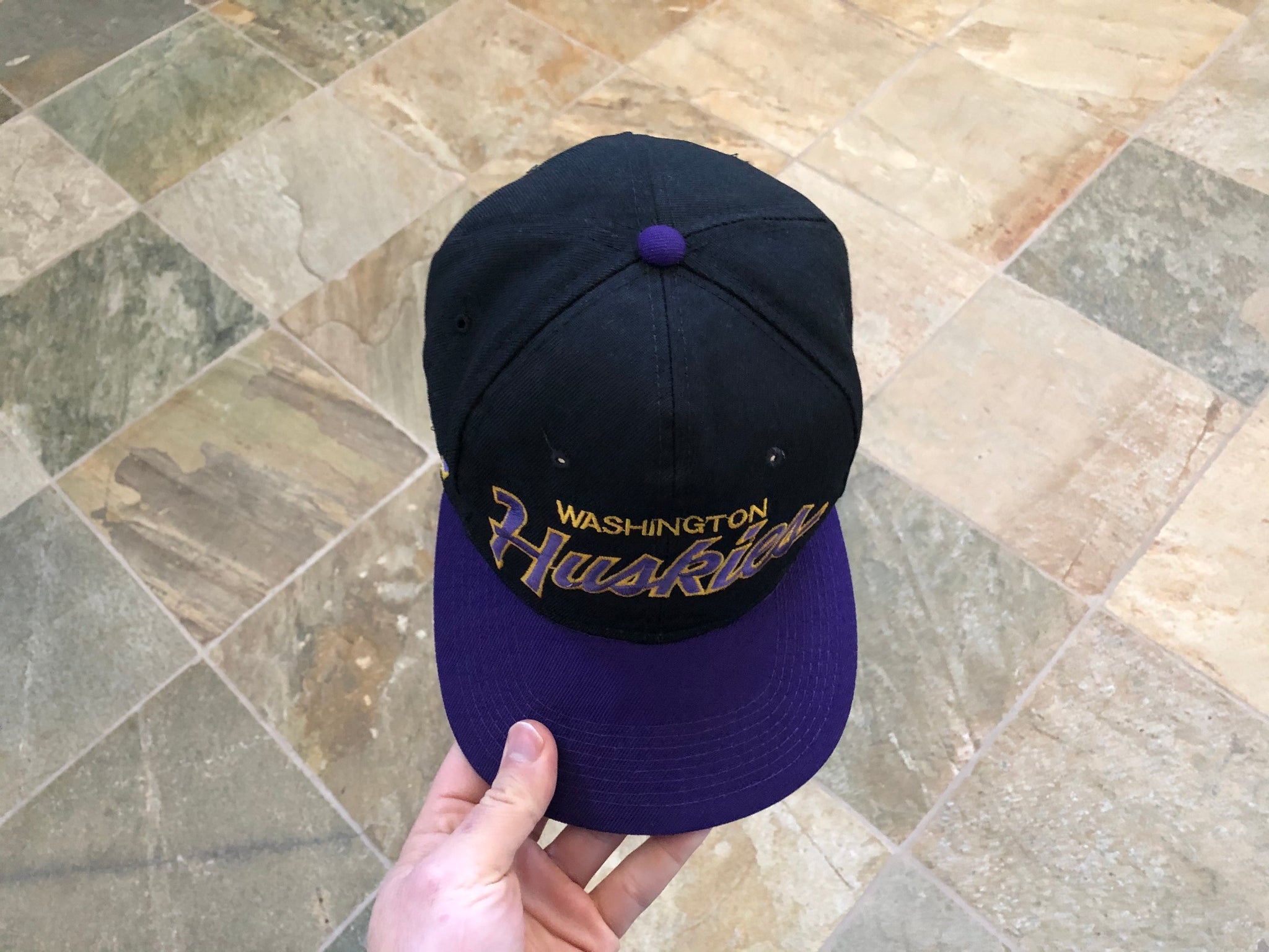 Vintage 80s Washington Huskies Snapback Hat 