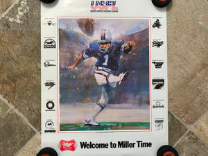 Vintage USFL Miller Light Team Football Poster