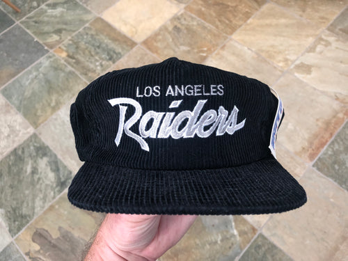 Vintage Los Angeles Raiders Sports Specialties Corduroy Script Strapback Football Hat