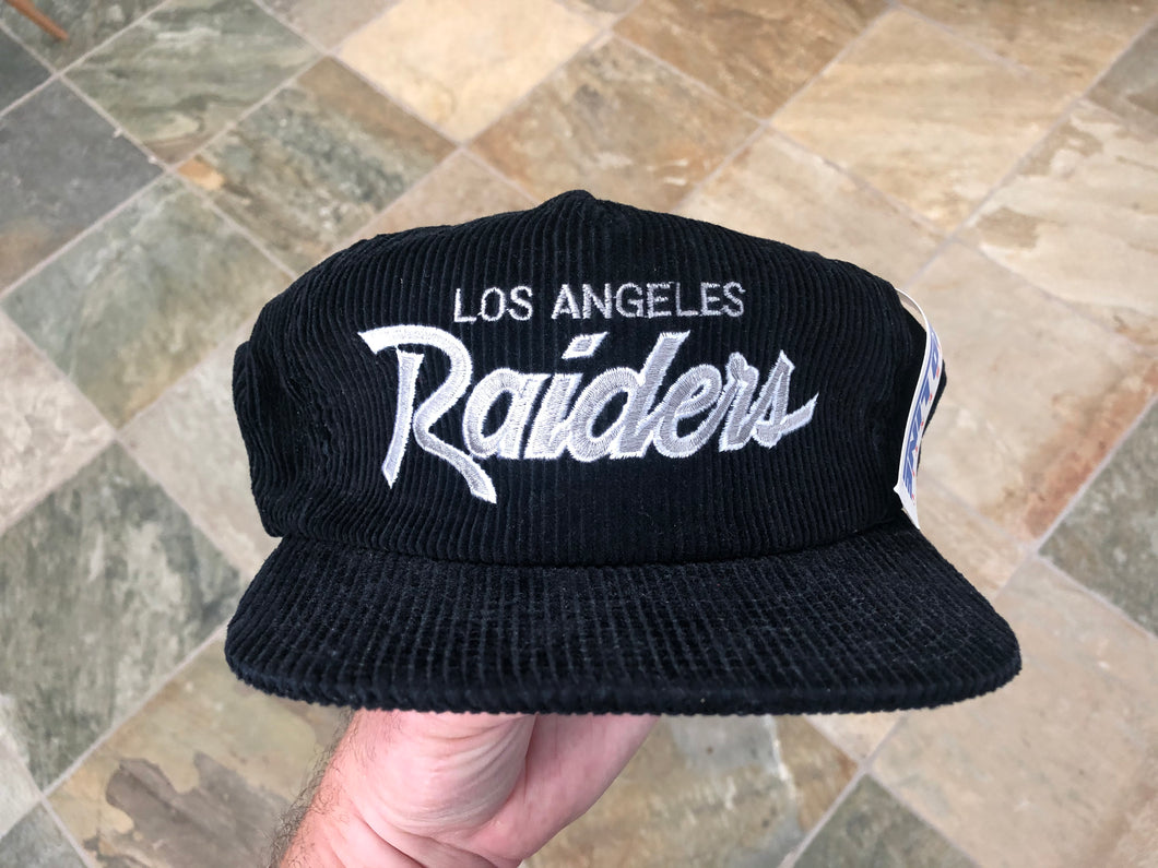 Vintage Los Angeles Raiders Sports Specialties Corduroy Script Strapback Football Hat