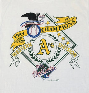 Vintage Oakland Athletics 1989 World Series Screen Baseball Tshirt, Size XL