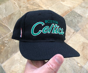 Vintage Boston Celtics Black Dome Sports Specialties Script SnapBack Basketball Hat