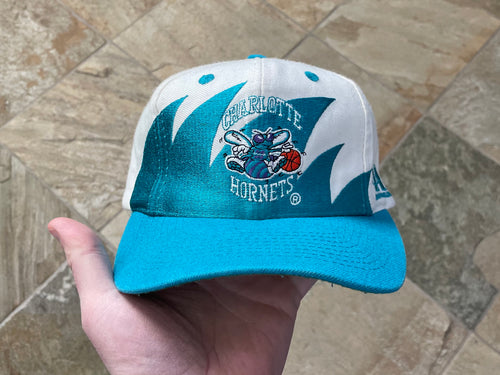 Vintage Charlotte Hornets Logo Athletic Sharktooth Snapback Basketball Hat