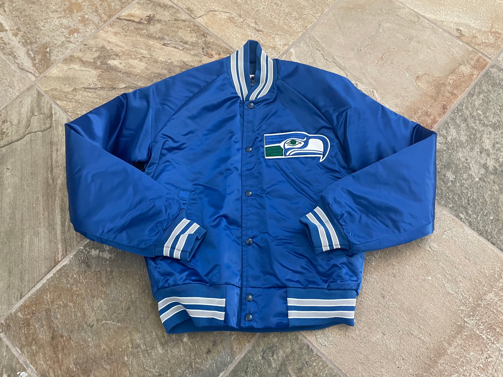 Medium. Vintage 80S Seahawks Satin Starter Jacket Made in USA