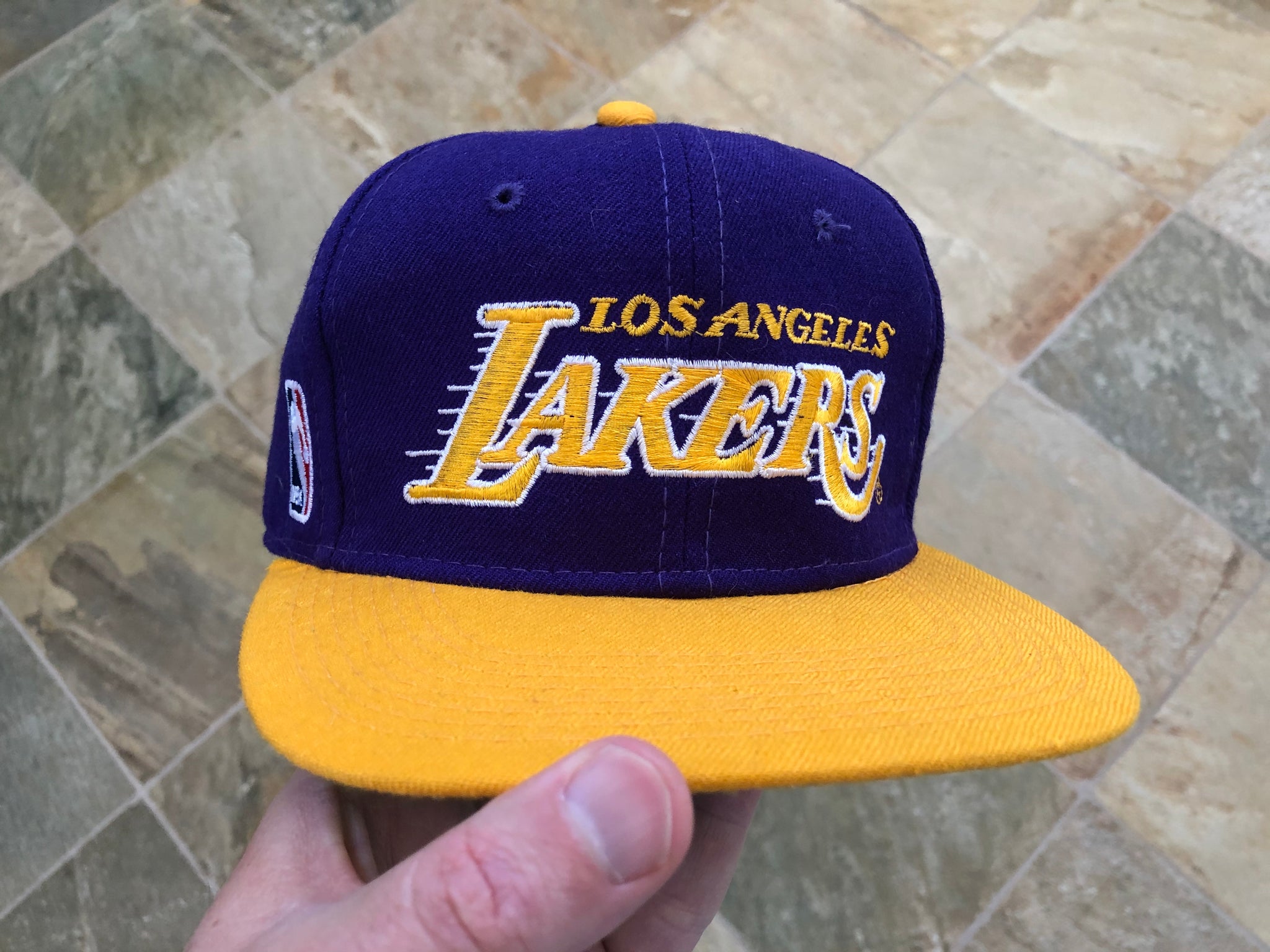 Vintage 1990's Los Angeles Lakers Sports Specialties Motion Script Snapback  Hat