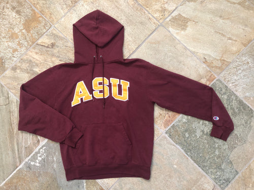 Vintage Arizona State Sun Devils Champion Hooded College Sweatshirt, Size Medium