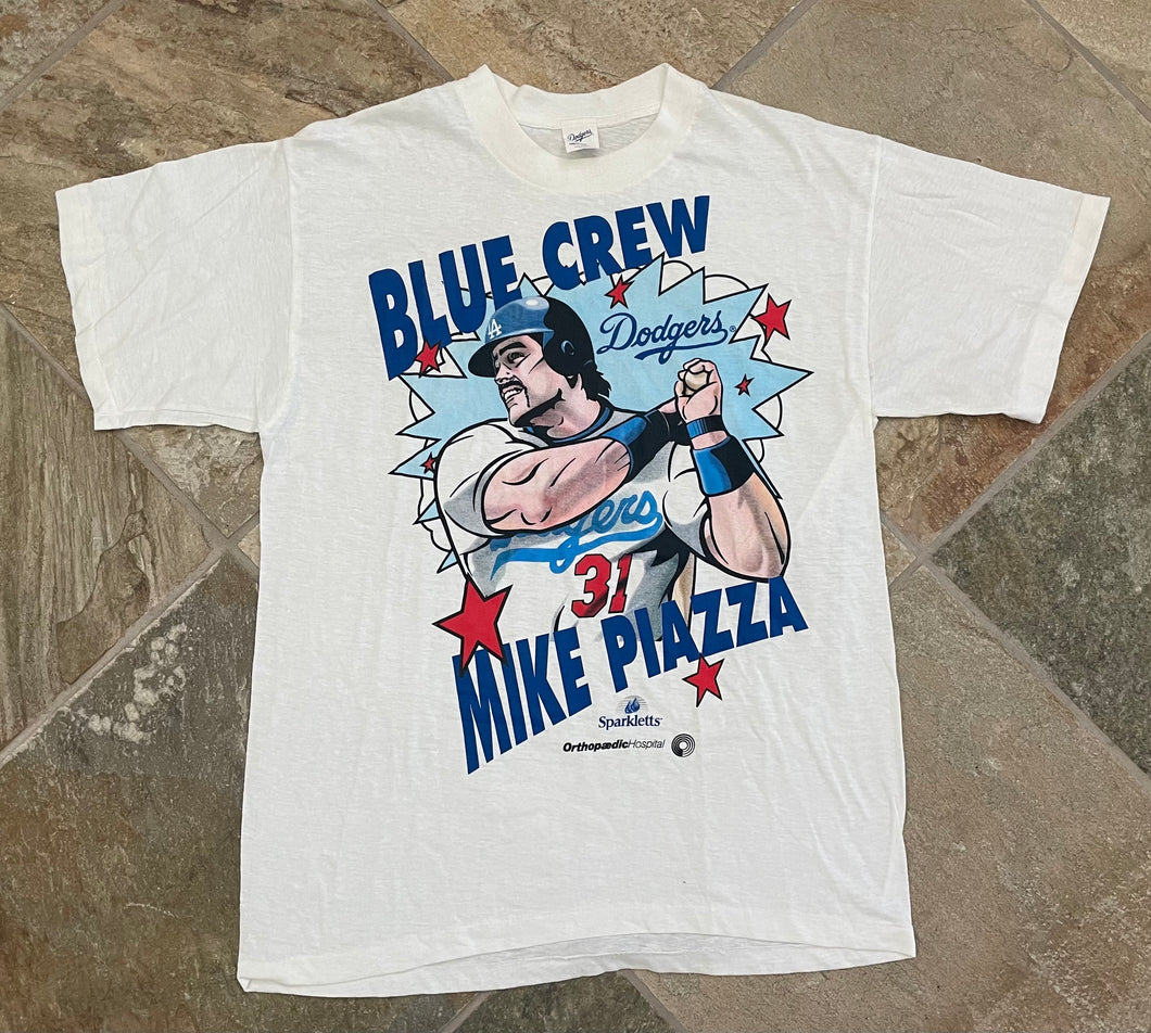 Vintage Los Angeles Dodgers Mike Piazza Blue Crew Baseball Tshirt, Size Large