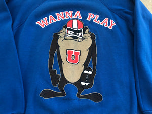 Vintage Tasmanian Devil Looney Tunes Football Sweatshirt, Size Large