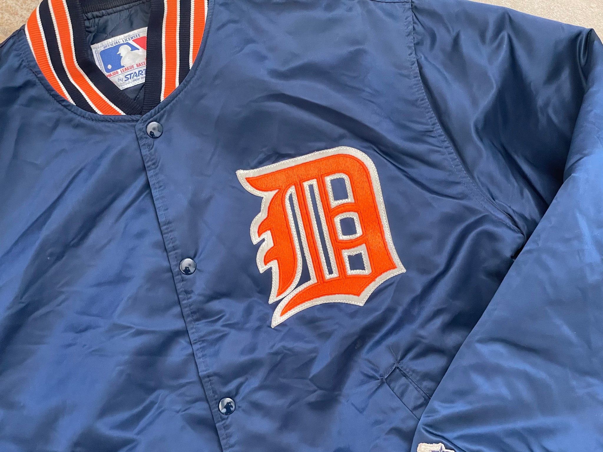 Vintage Detroit Tigers Starter Satin Baseball Jacket, Size XL
