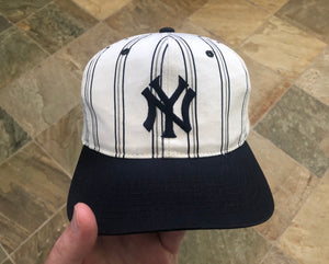 Vtg New York Yankees 100% wool Starter Pinstripe Snapback Hat Plain Logo NY  90s