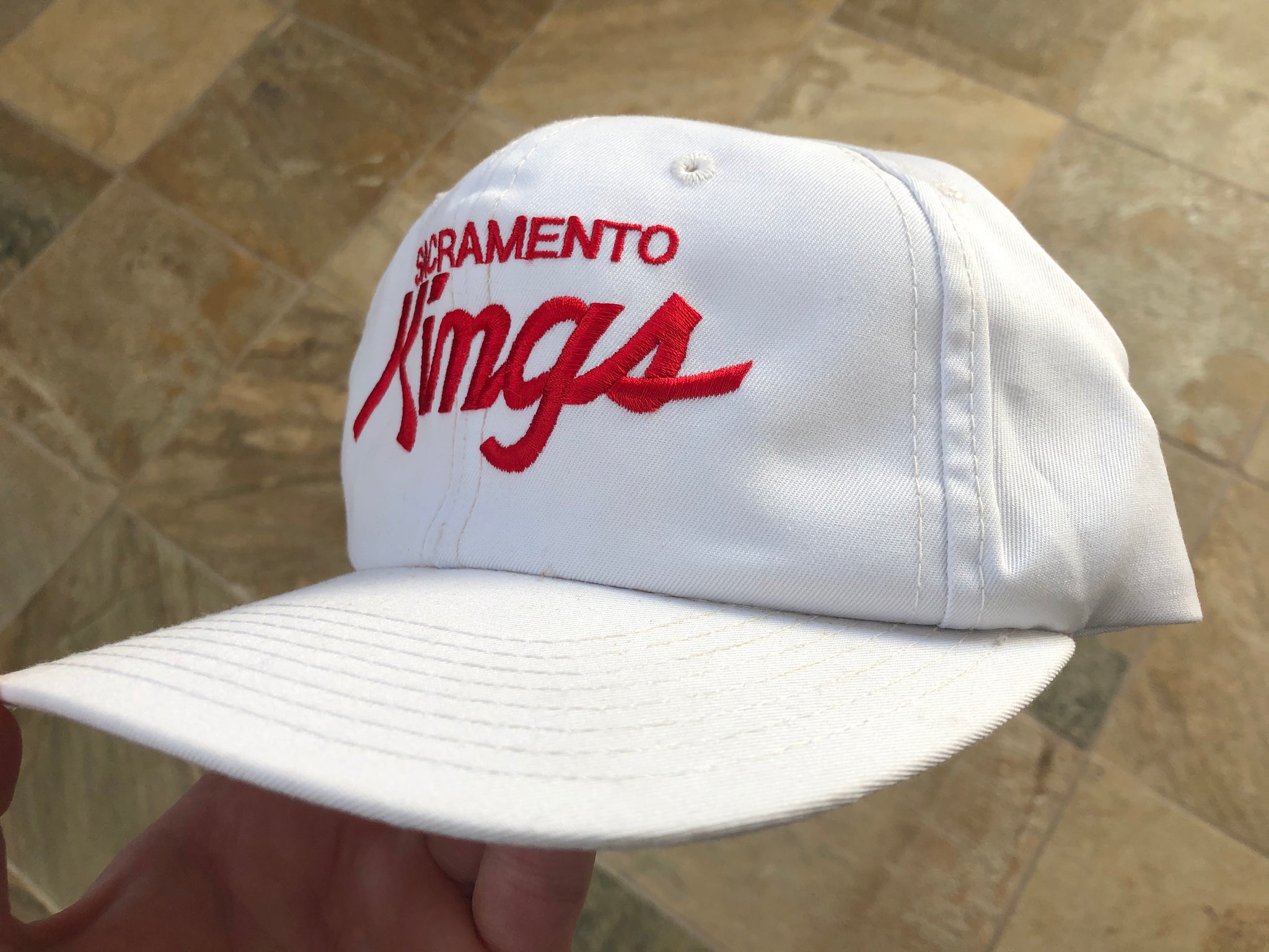 Vintage Sacramento Kings single line script snapback cap restoration 