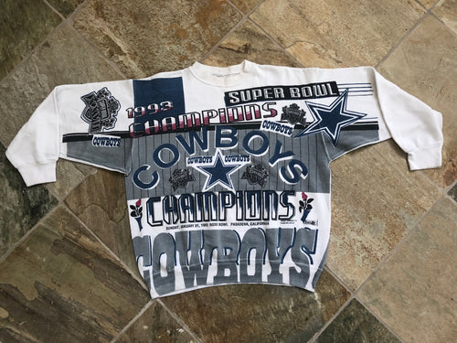 Vintage Dallas Cowboys Magic Johnson All Over Print Football Sweatshirt, Size Large