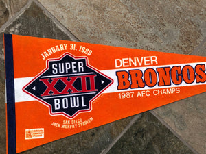 Vintage Denver Broncos Super Bowl XXII NFL Football Pennant