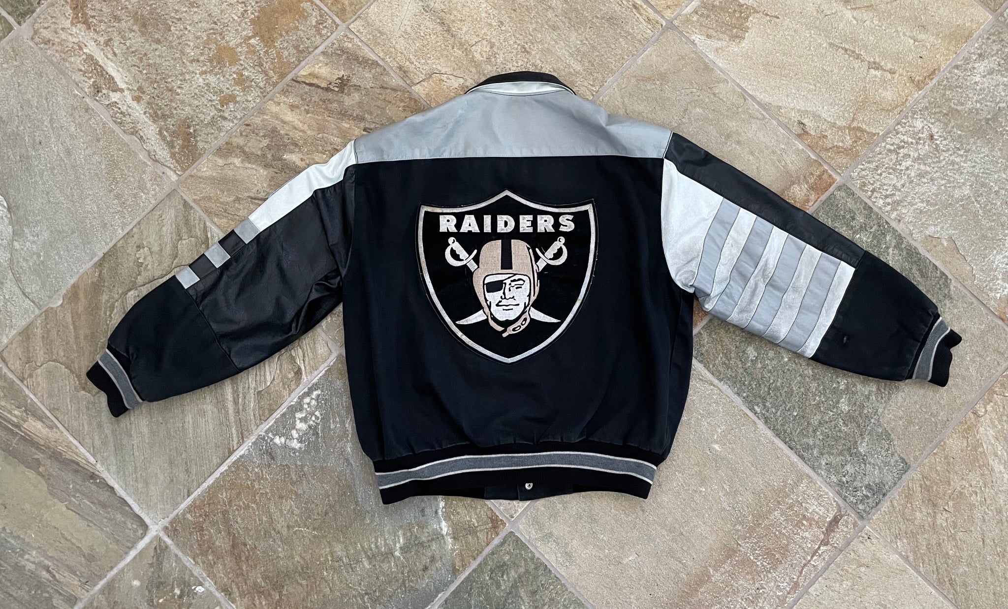 Vtg Rare NFL Oakland Raiders Jeff Hamilton Leather Jacket. Mens Large