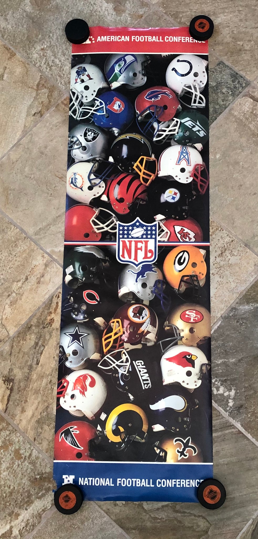 afc nfc football helmets Vintage 1980s NFL AFC NFC Football Helmet Poster – Stuck In The 90s Sports