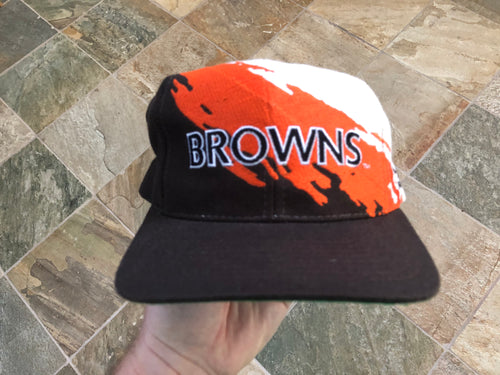 Vintage Cleveland Browns Logo Athletic Splash Snapback Football Hat