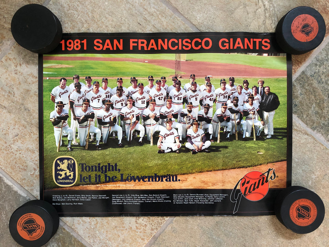 Vintage San Francisco Giants 1981 Baseball Team Poster