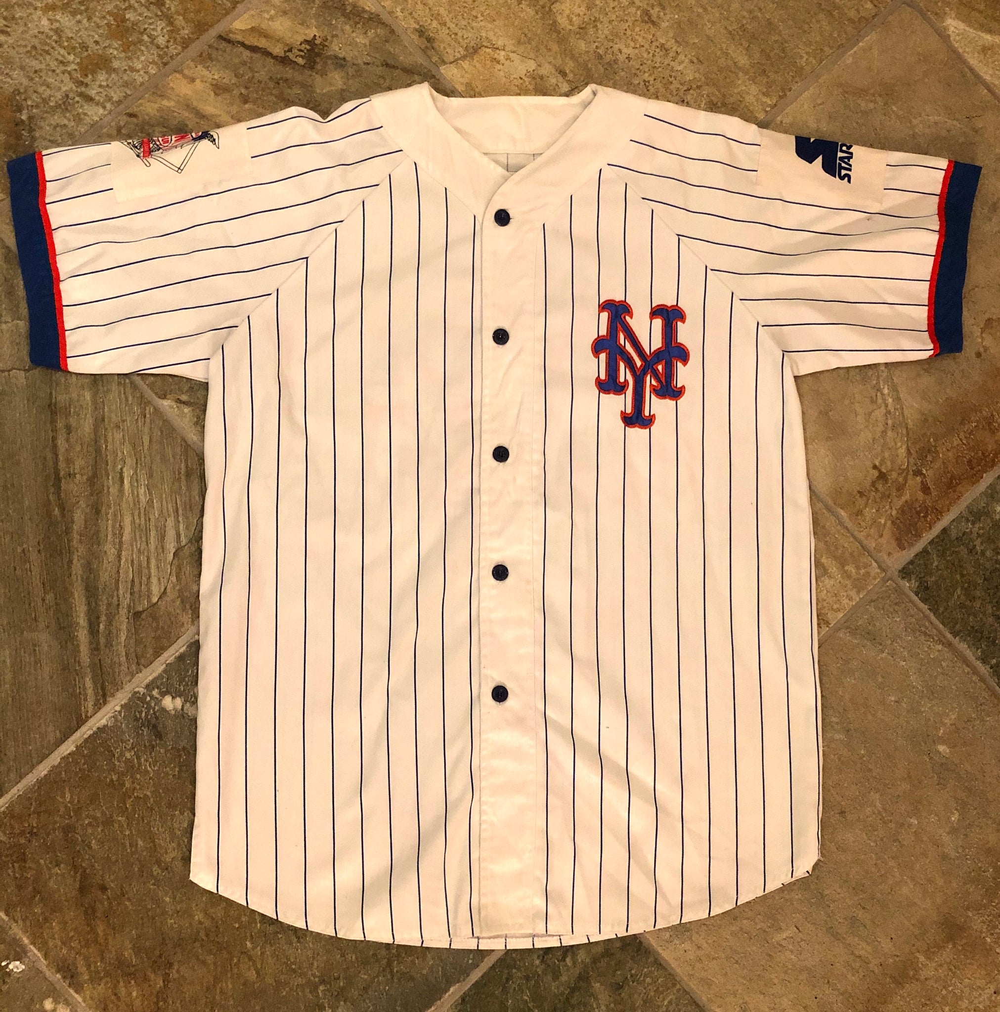 Vintage Rawlings NEW YORK METS Button-Down (Size LG) Baseball Jersey