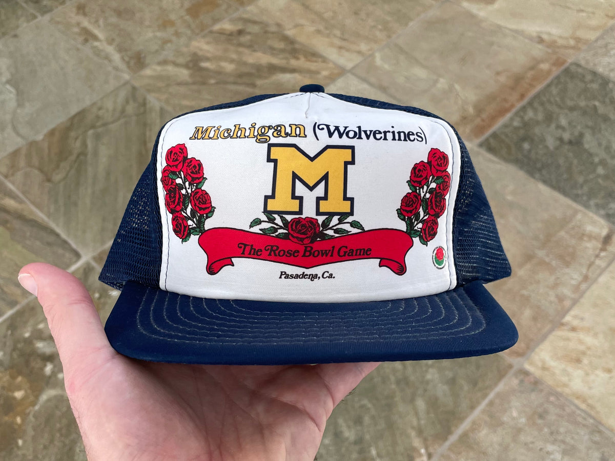 Vintage 1990 Michigan Wolverines Rose Bowl Rope Hat White Adjustable... 47 BRAND HATS Michigan Wolverine vs. USC Trojans  main image 2