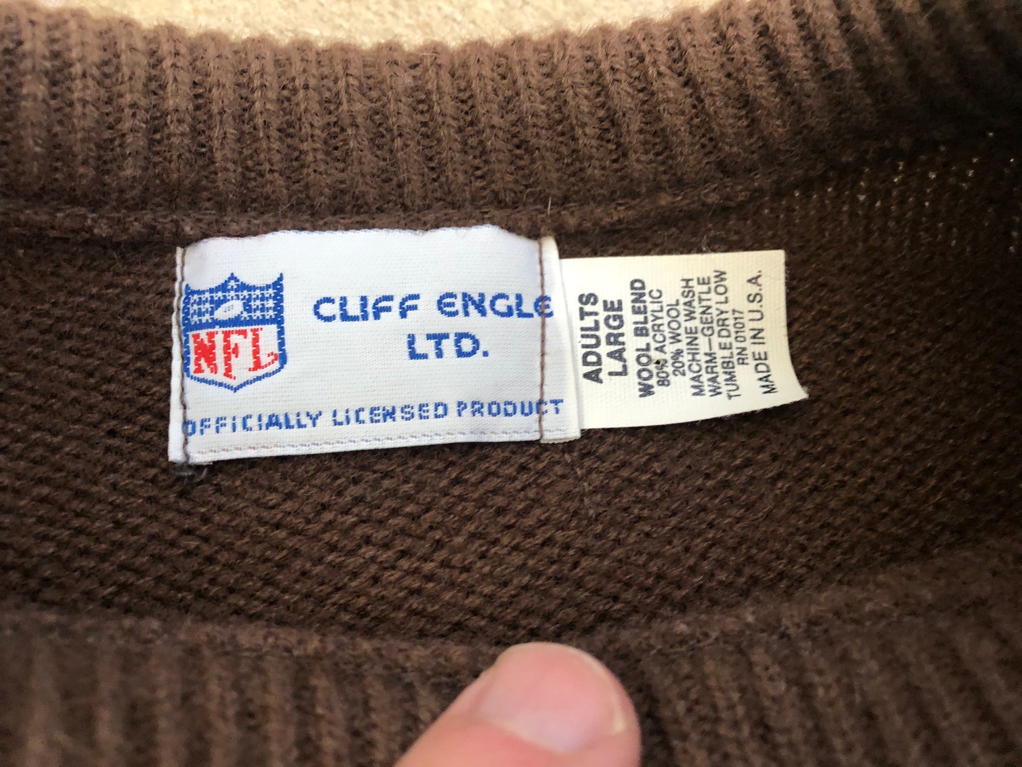 Vintage Cleveland Browns Cliff Engle Sweater 80s NFL Football Dawg Pound –  For All To Envy