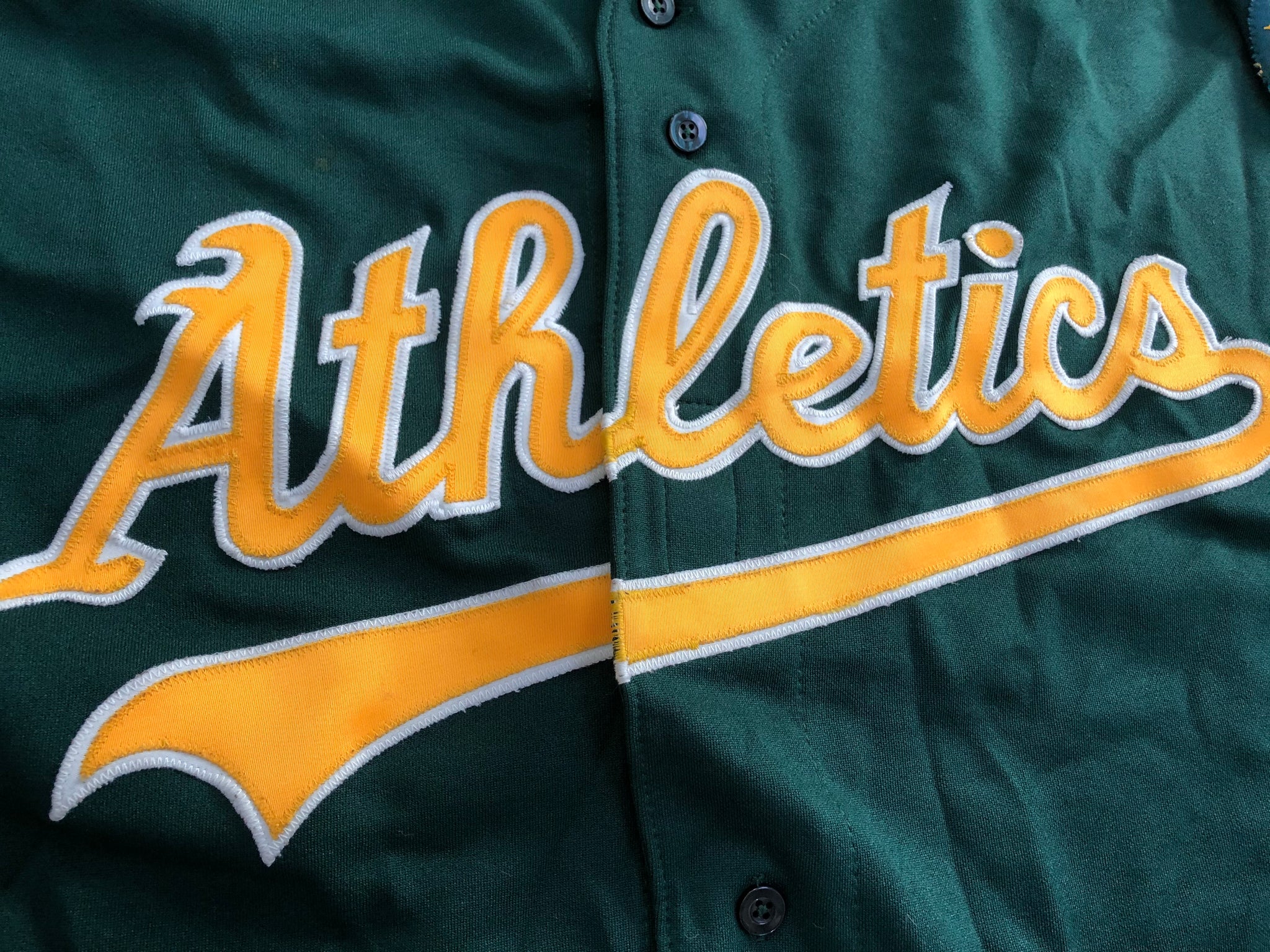1995-96 OAKLAND ATHLETICS RUSSELL ATHLETIC DIAMOND COLLECTION JERSEY (HOME)  L