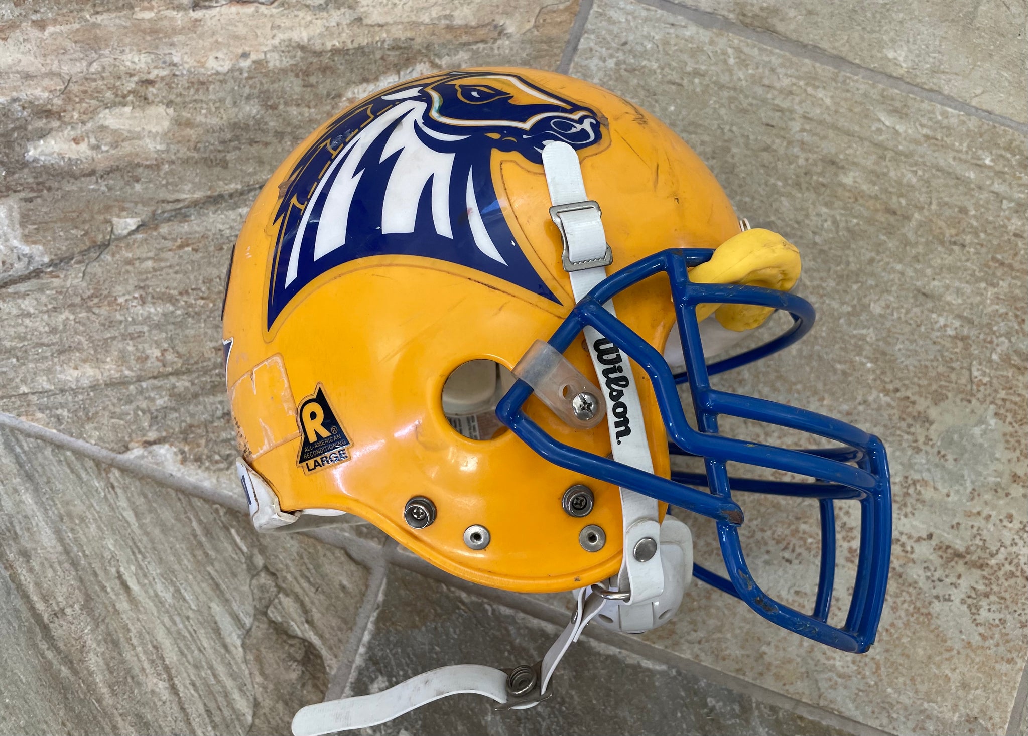 New Haven Chargers Game Used College Football Helmet ### – Stuck In The 90s Sports New Haven Chargers Game Used College Football Helmet ### – Stuck In The 90s Sports