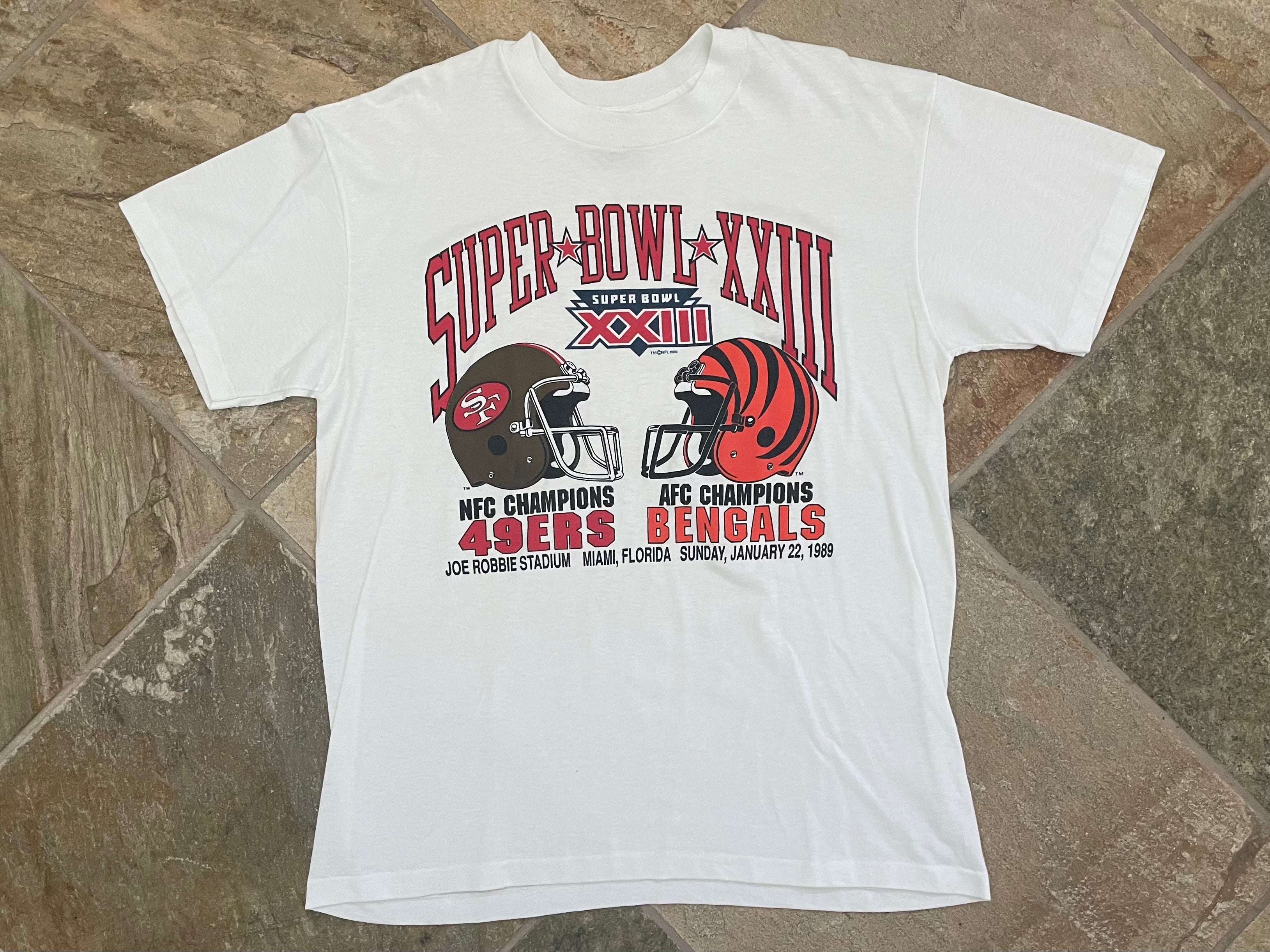 Vintage San Francisco 49ers Cincinnati Bengals 1989 Super Bowl XXIII  Sweatshirt Size Large - ShopperBoard