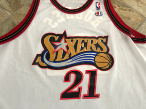 Vintage Philadelphia 76ers Larry Hughes Champion Basketball Jersey, Size 48, XL